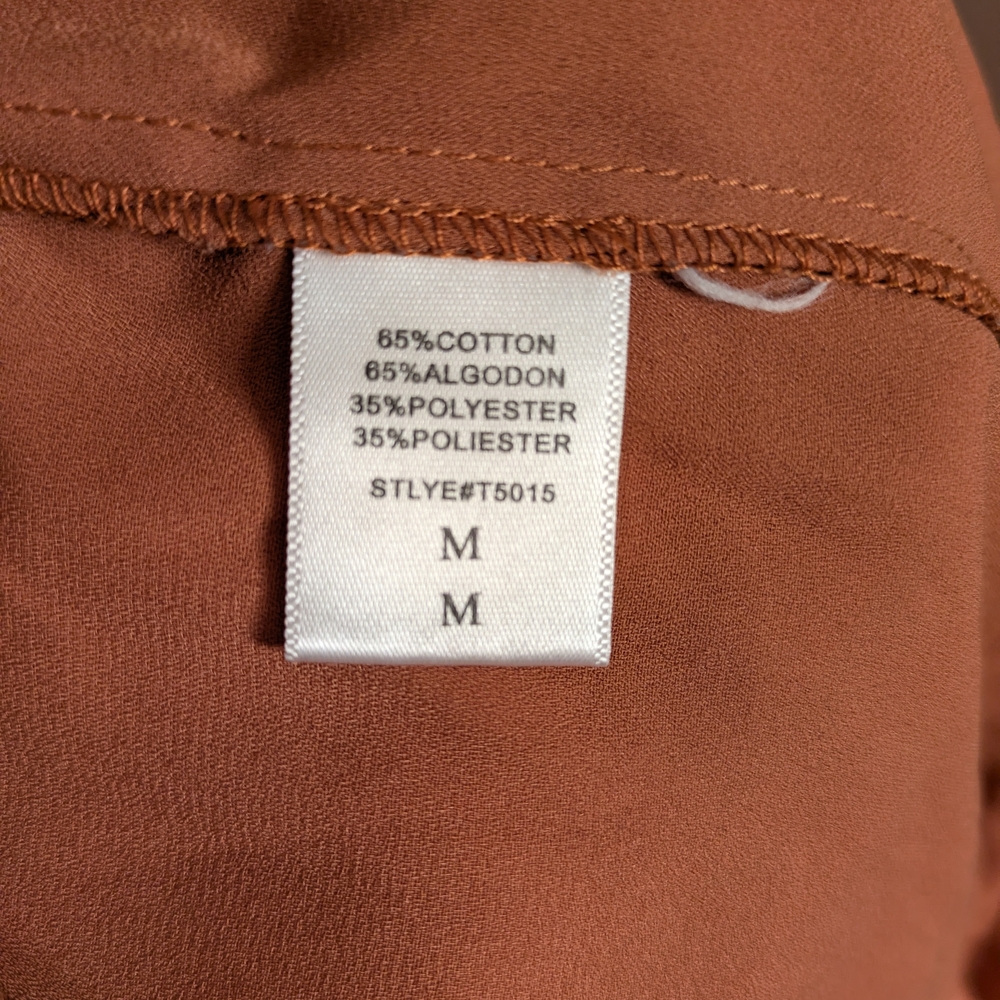 Rust Button-Up Blouse - Picture 3 of 4